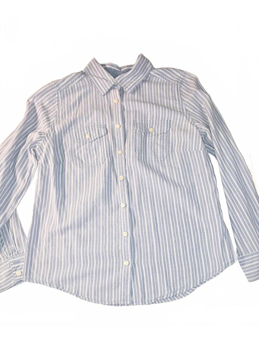 St. John's Bay‎ Petite Blue and White Striped Button-Up Shirt Size PS